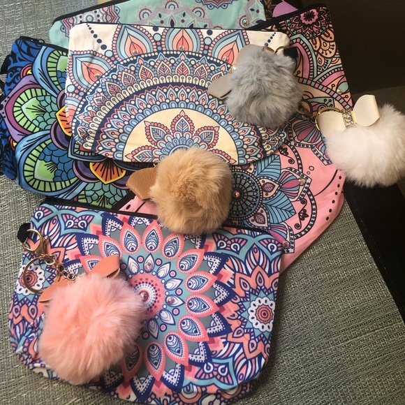 #84t 👛NWOT Swarovski Crystal Bag & Tan Pom Pom Keychain 👛📔 *one of a kind* - Picture 17 of 17